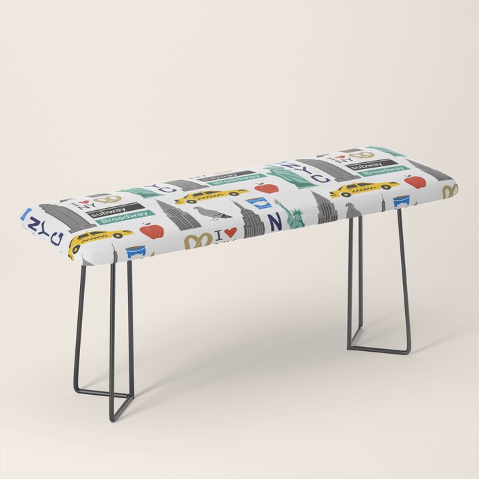 NYC travel pattern fun kids decor boys and girls nursery new york city theme Bench Gallery Image 1