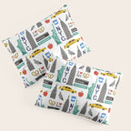 NYC travel pattern fun kids decor boys and girls nursery new york city theme Pillow Sham Gallery Image 3