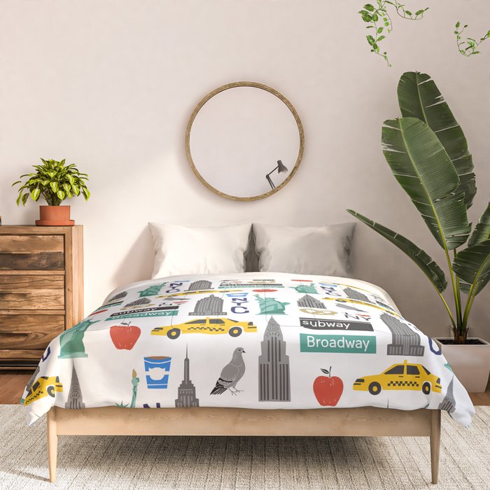NYC travel pattern fun kids decor boys and girls nursery new york city theme Comforter Gallery Image 3