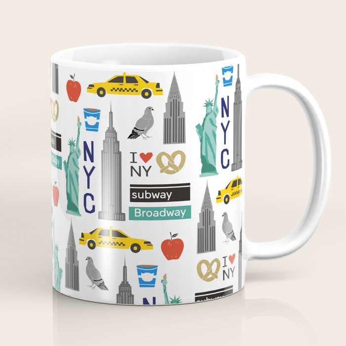 NYC travel pattern fun kids decor boys and girls nursery new york city theme Coffee Mug Gallery Image 1