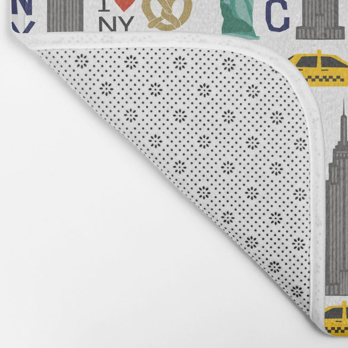 NYC travel pattern fun kids decor boys and girls nursery new york city theme Bath Mat Gallery Image 2
