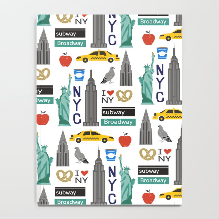 NYC travel pattern fun kids decor boys and girls nursery new york city theme Notebook Gallery Image 4