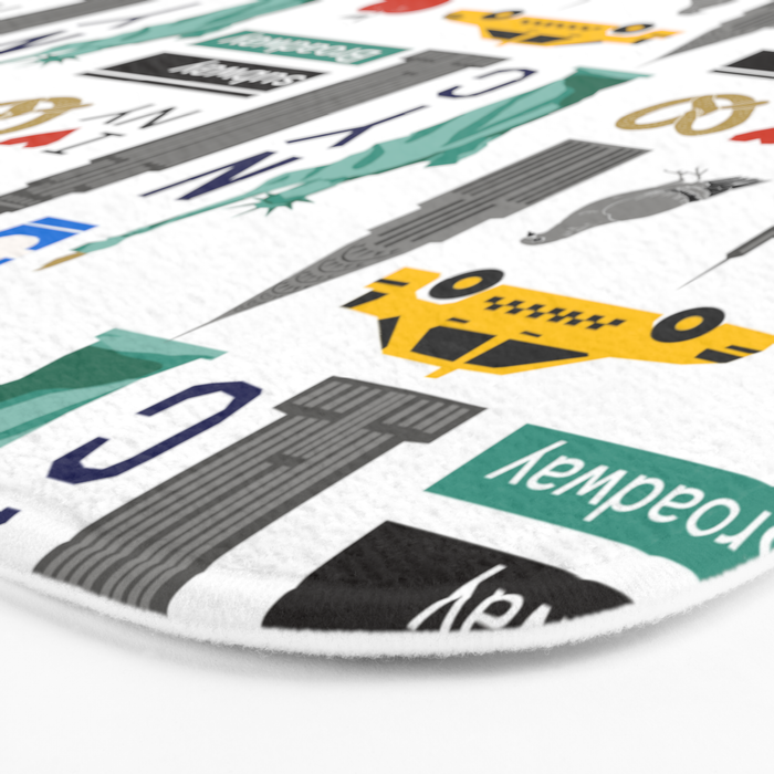 NYC travel pattern fun kids decor boys and girls nursery new york city theme Bath Mat Gallery Image 3