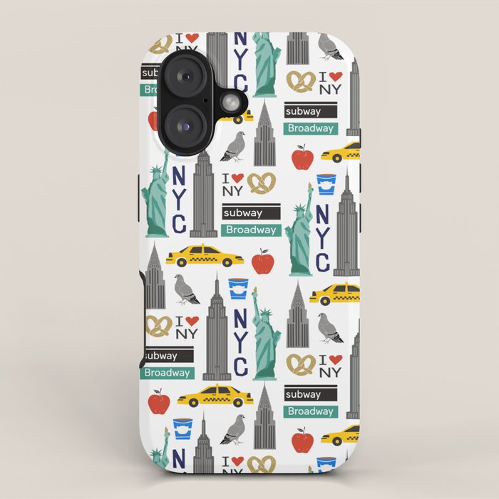 NYC travel pattern fun kids decor boys and girls nursery new york city theme iPhone Case Gallery Image 1