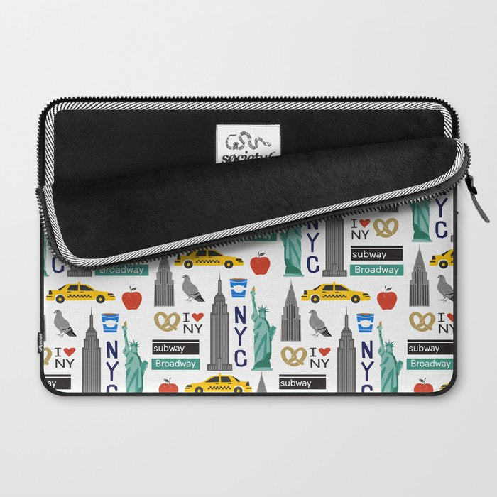 NYC travel pattern fun kids decor boys and girls nursery new york city theme Laptop Sleeve Gallery Image 2