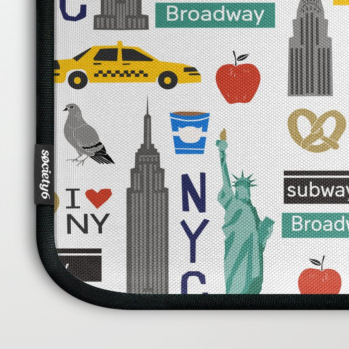 NYC travel pattern fun kids decor boys and girls nursery new york city theme Laptop Sleeve Gallery Image 3