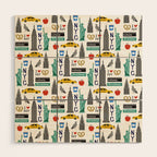 NYC travel pattern fun kids decor boys and girls nursery new york city theme Wood Wall Art Gallery Image 1