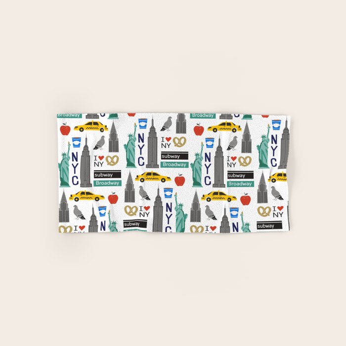 NYC travel pattern fun kids decor boys and girls nursery new york city theme Towels Gallery Image 1