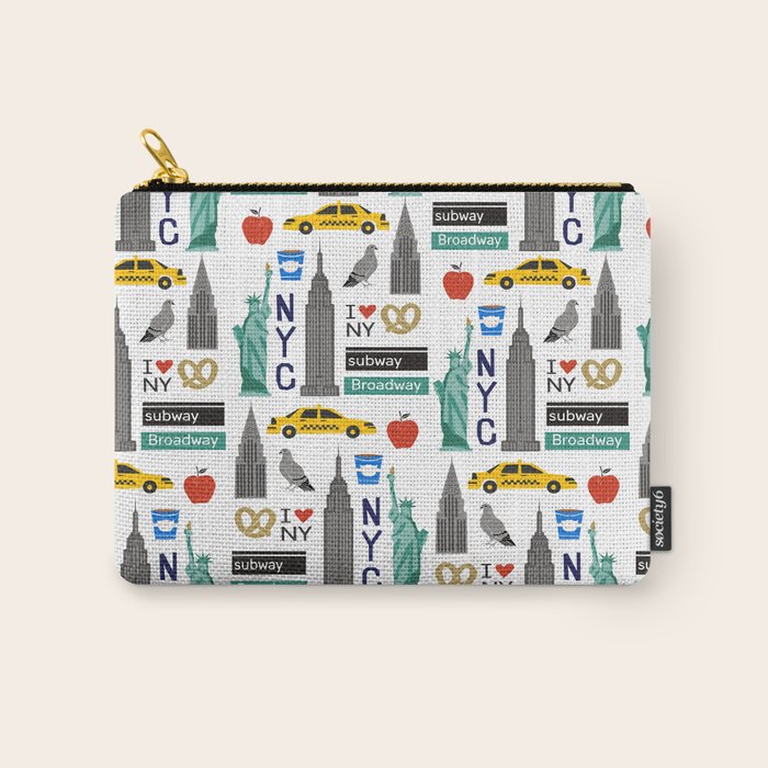 NYC travel pattern fun kids decor boys and girls nursery new york city theme Carry All Pouch Gallery Image 1