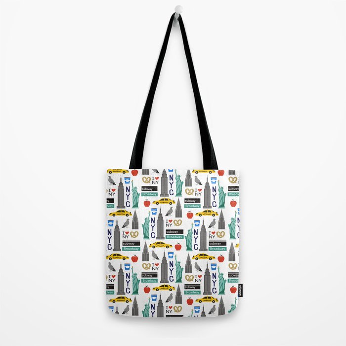 NYC travel pattern fun kids decor boys and girls nursery new york city theme Tote Bag Gallery Image 2
