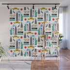 NYC travel pattern fun kids decor boys and girls nursery new york city theme Wall Mural Gallery Image 1