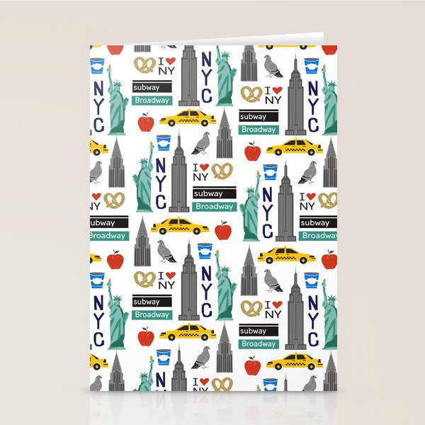 NYC travel pattern fun kids decor boys and girls nursery new york city theme Stationery Card Gallery Image 2