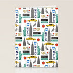 NYC travel pattern fun kids decor boys and girls nursery new york city theme Stationery Card Gallery Image 2