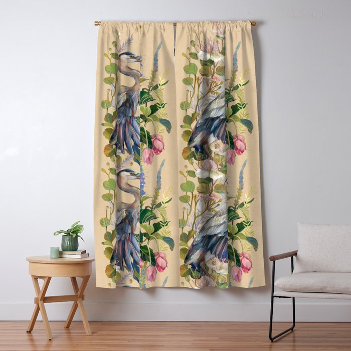 Blue Heron Floral Window Curtain Gallery Image 5