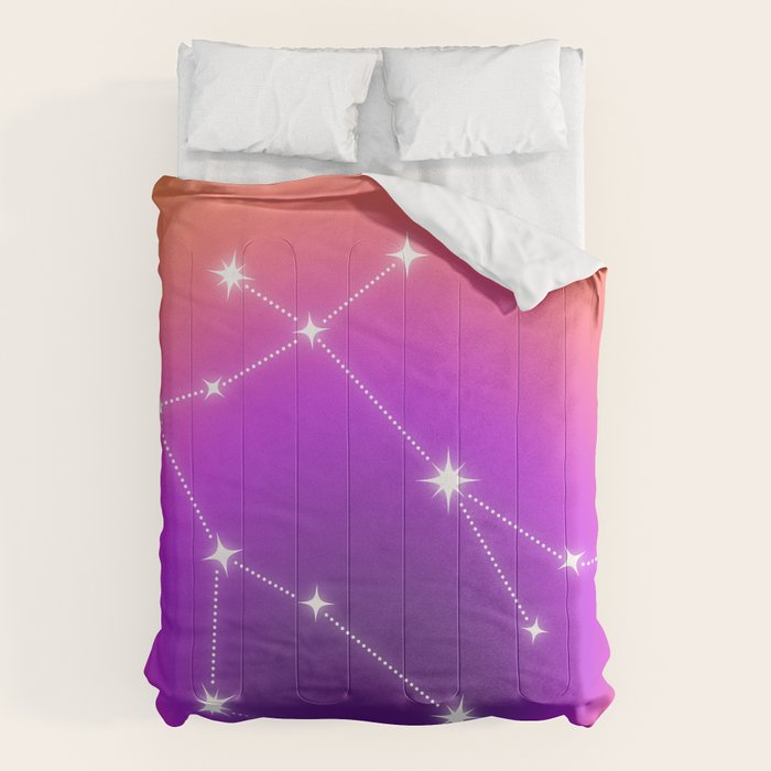 Gemini Star Sign Constellation, Aura Gradient Zodiac Art Comforter Gallery Image 6
