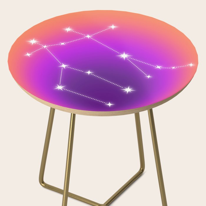Gemini Star Sign Constellation, Aura Gradient Zodiac Art Side Table Gallery Image 2