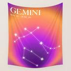 Gemini Star Sign Constellation, Aura Gradient Zodiac Art Wall Tapestry Gallery Image 4