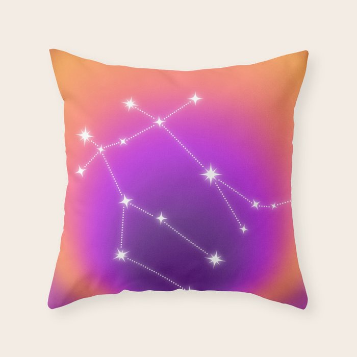 Gemini Star Sign Constellation, Aura Gradient Zodiac Art Throw Pillow Gallery Image 6