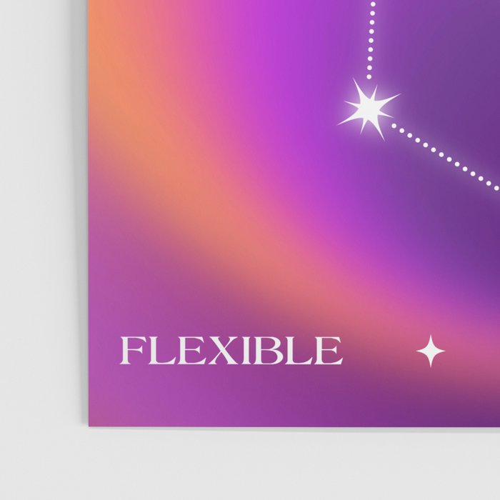 Gemini Star Sign Constellation, Aura Gradient Zodiac Art Poster Gallery Image 3