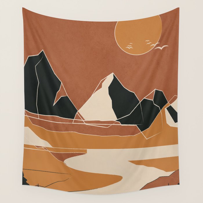 Minimal Abstract Art Landscape 03 Wall Tapestry Gallery Image 4