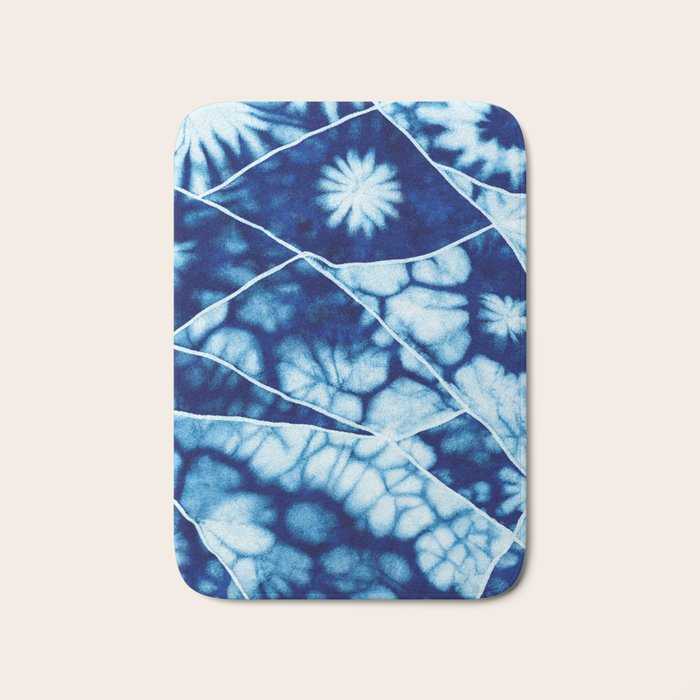 Shibori: Japanese Indigo Tie-Dye Pattern 02 Bath Mat Gallery Image 1
