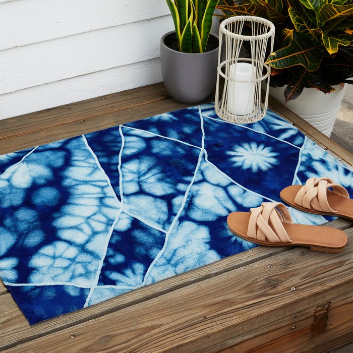 Shibori: Japanese Indigo Tie-Dye Pattern 02 Outdoor Rug Gallery Image 2
