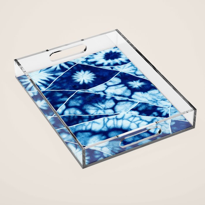 Shibori: Japanese Indigo Tie-Dye Pattern 02 Acrylic Tray Gallery Image 1