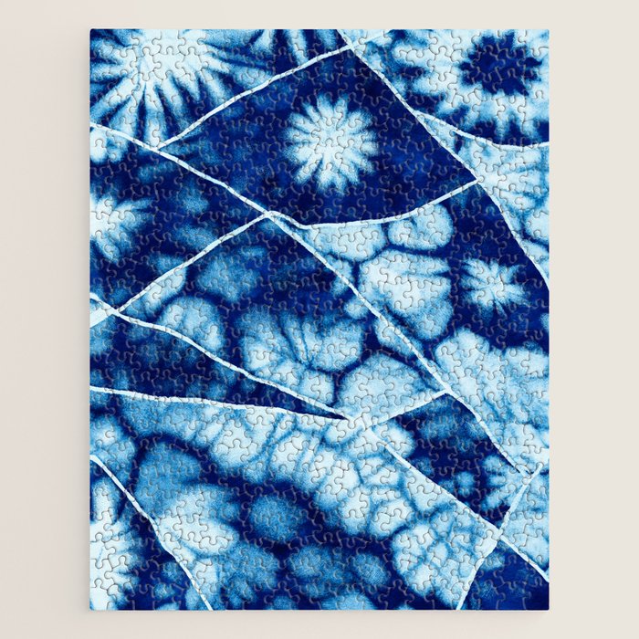 Shibori: Japanese Indigo Tie-Dye Pattern 02 Jigsaw Puzzle Gallery Image 1