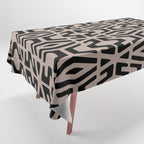 Geometric Art, Aztec Prints, Black and Beige, Wall Art Boho Tablecloth Gallery Image 1
