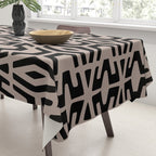 Geometric Art, Aztec Prints, Black and Beige, Wall Art Boho Tablecloth Gallery Image 3