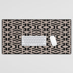 Geometric Art, Aztec Prints, Black and Beige, Wall Art Boho Desk Mat Gallery Image 1