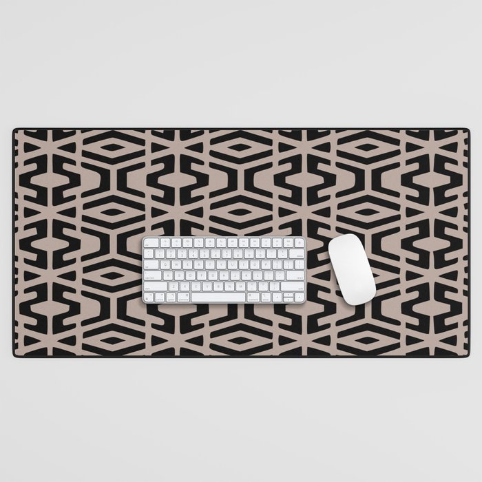 Geometric Art, Aztec Prints, Black and Beige, Wall Art Boho Desk Mat Gallery Image 1