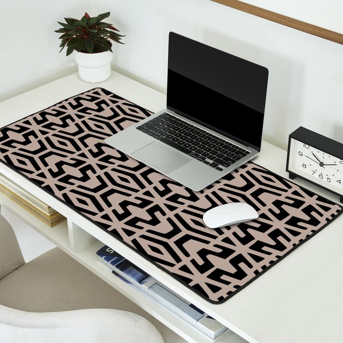 Geometric Art, Aztec Prints, Black and Beige, Wall Art Boho Desk Mat Gallery Image 2