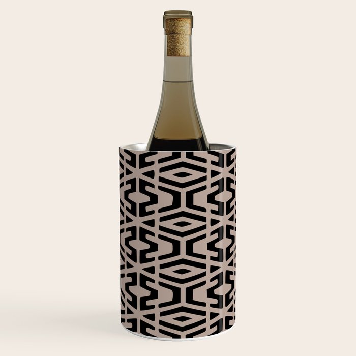 Geometric Art, Aztec Prints, Black and Beige, Wall Art Boho Wine Chiller Gallery Image 2