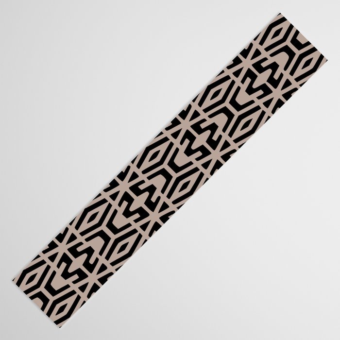 Geometric Art, Aztec Prints, Black and Beige, Wall Art Boho Table Runner Gallery Image 3