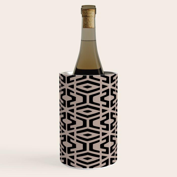 Geometric Art, Aztec Prints, Black and Beige, Wall Art Boho Wine Chiller Gallery Image 1