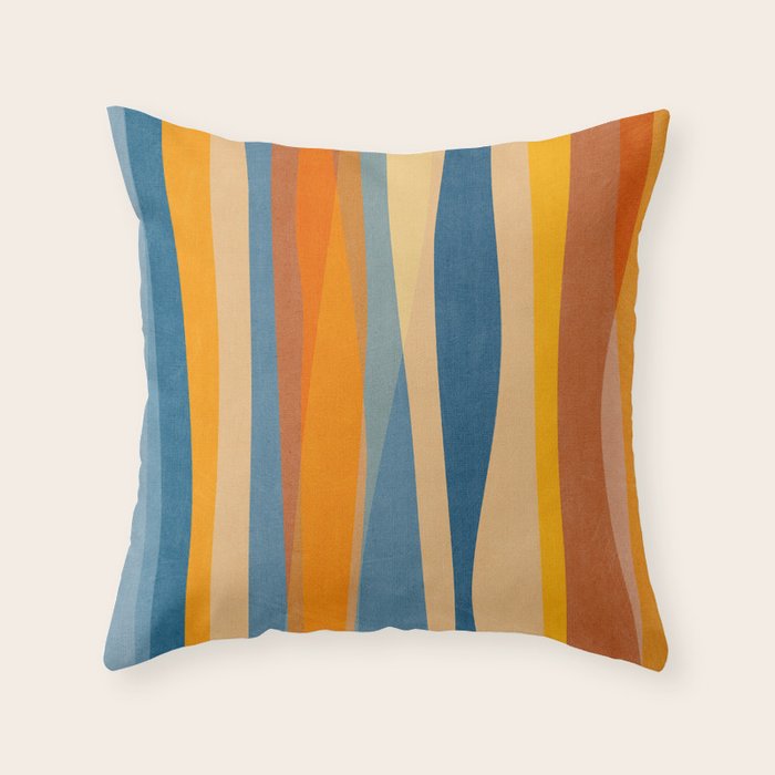 Modern Abstract Shapes Blue Orange Yellow Throw Pillow Gallery Image 1