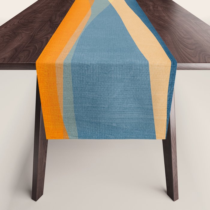Modern Abstract Shapes Blue Orange Yellow Table Runner Gallery Image 1