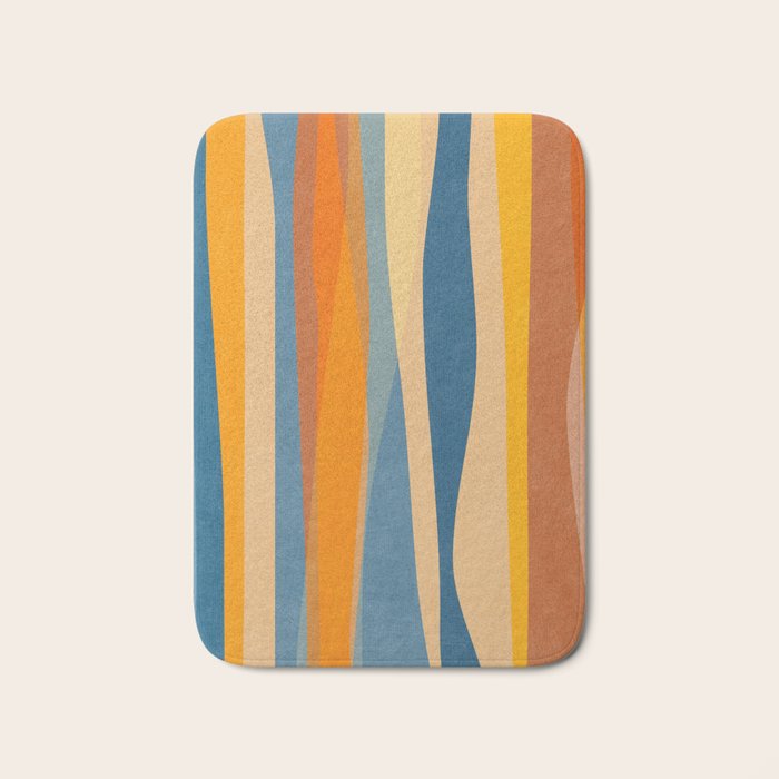 Modern Abstract Shapes Blue Orange Yellow Bath Mat Gallery Image 1