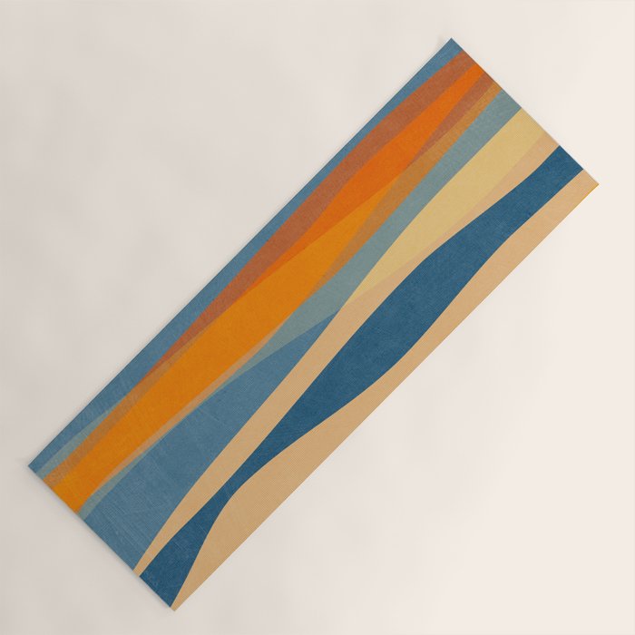 Modern Abstract Shapes Blue Orange Yellow Yoga Mat Gallery Image 1