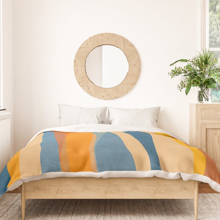 Modern Abstract Shapes Blue Orange Yellow Duvet Cover Gallery Image 3