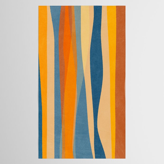Modern Abstract Shapes Blue Orange Yellow Tablecloth Gallery Image 2
