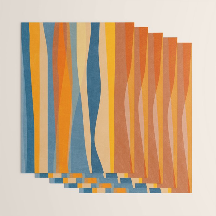 Modern Abstract Shapes Blue Orange Yellow Wrapping Paper Gallery Image 3
