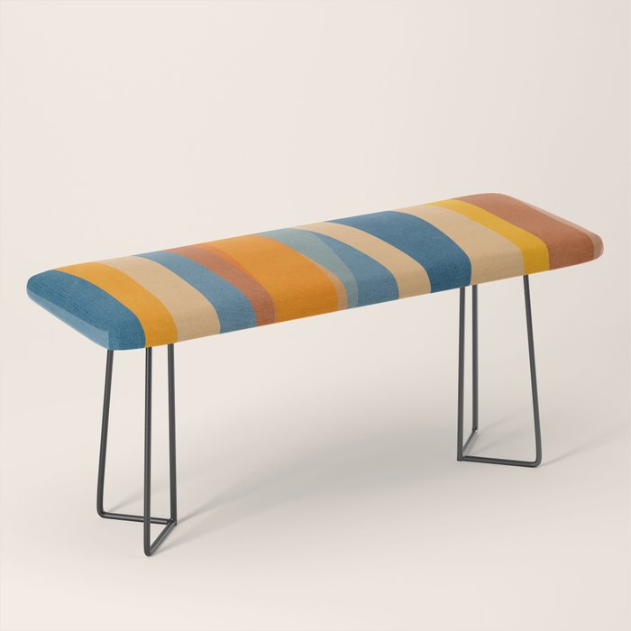 Modern Abstract Shapes Blue Orange Yellow Bench Gallery Image 1