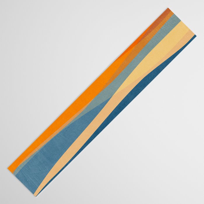 Modern Abstract Shapes Blue Orange Yellow Table Runner Gallery Image 3