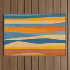 Modern Abstract Shapes Blue Orange Yellow Outdoor Rug Gallery Image 1