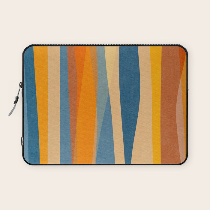 Modern Abstract Shapes Blue Orange Yellow Laptop Sleeve Gallery Image 1
