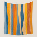 Modern Abstract Shapes Blue Orange Yellow Wall Tapestry Gallery Image 4