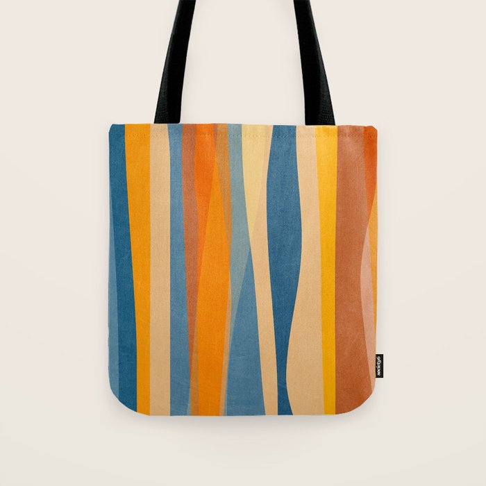 Modern Abstract Shapes Blue Orange Yellow Tote Bag Gallery Image 1