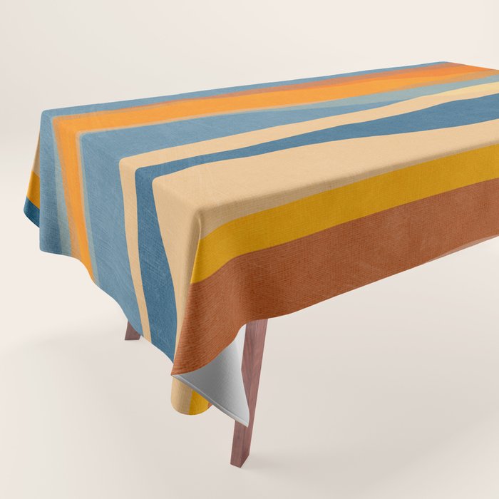 Modern Abstract Shapes Blue Orange Yellow Tablecloth Gallery Image 1
